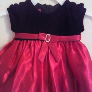 Red and Black Little Girls Christmas Dress